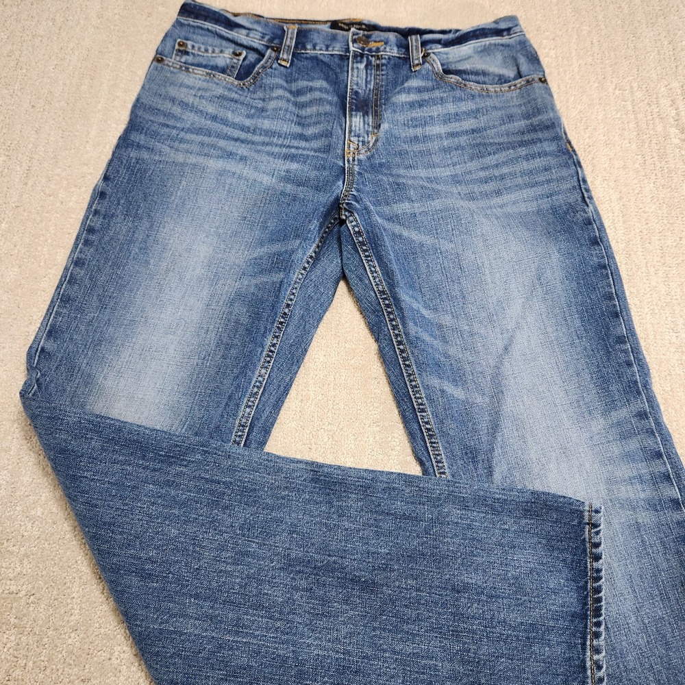 Banana Republic Jeans Men 32x33 *READ Straight Leg Denim Whiskers Marble Washed